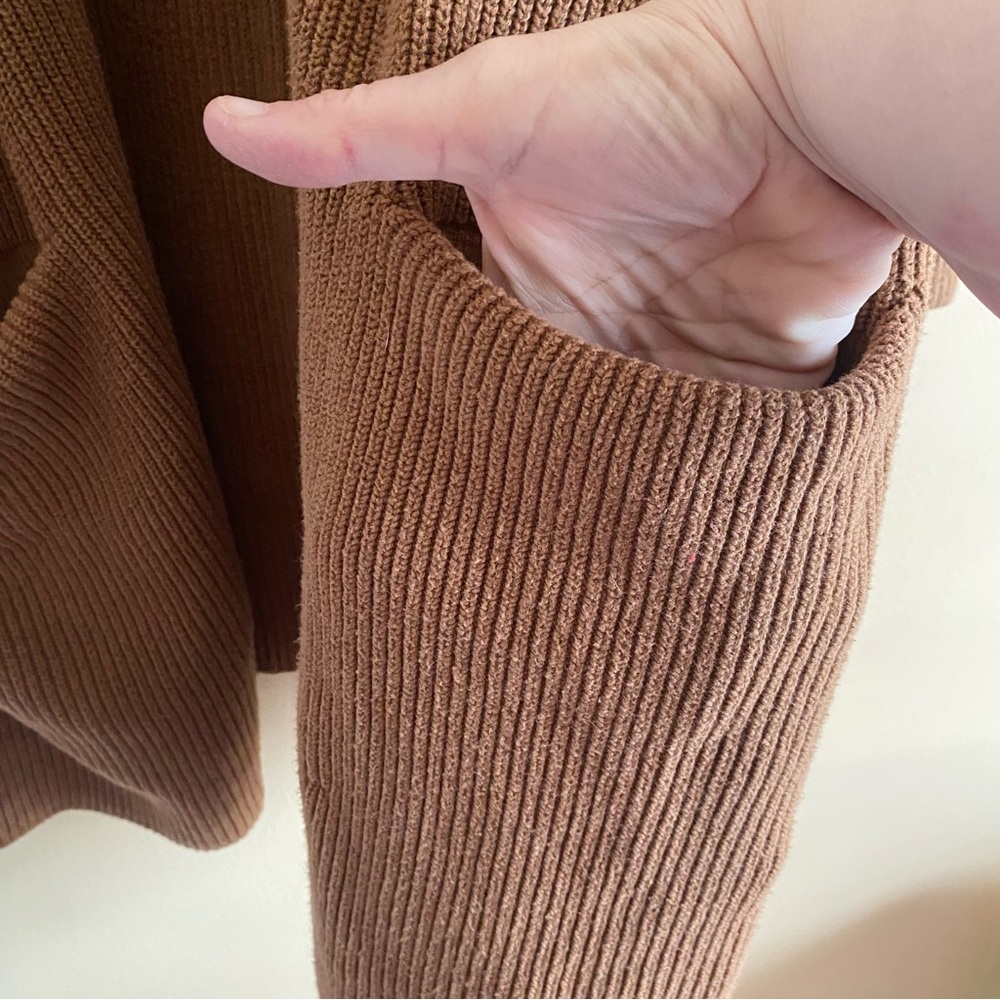 Old Navy Ribbed Open Front Cardigan 3X Brown Cozy Oversized Pockets 2023 - Picture 6 of 13